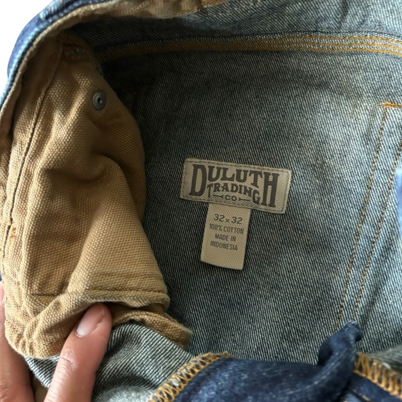 Duluth Jeans Blue Ballroom Carpenter Relaxed Loose Dark Wash Denim Mens 34x32 - Picture 5 of 7